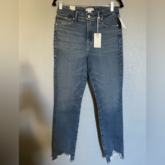 NWT Good American Skinny Blue Raw Hem Size 6 - Picture 3 of 15